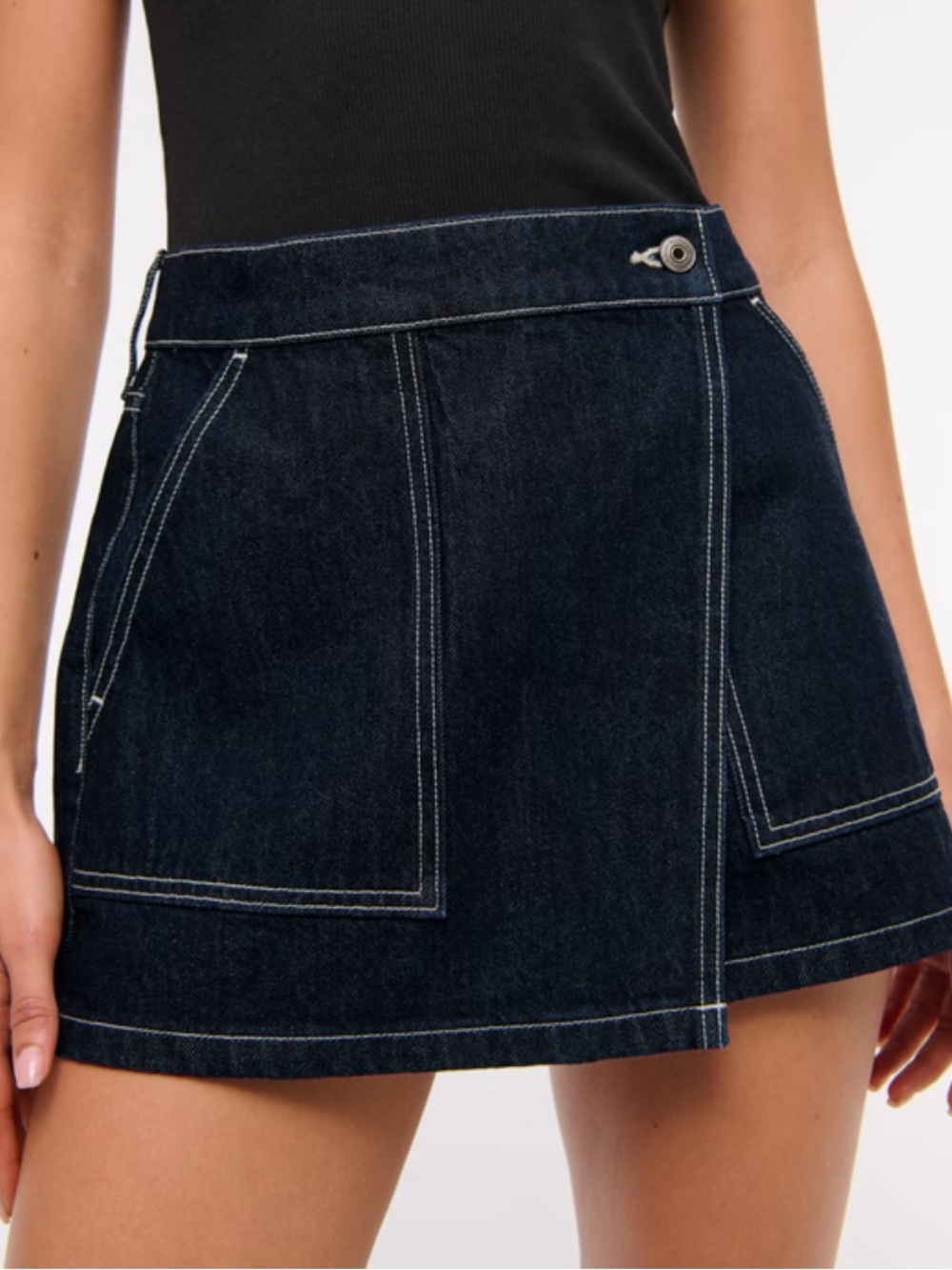 Abercrombie & Fitch Denim Wrap Mini Skirt - Dark Indigo [Size 33]